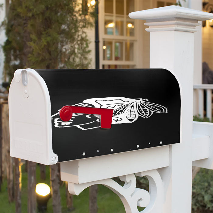 White Black Chicago Blackhawks Logo Magnetic Mailbox Cover 18" X 21" Outdoor Decor