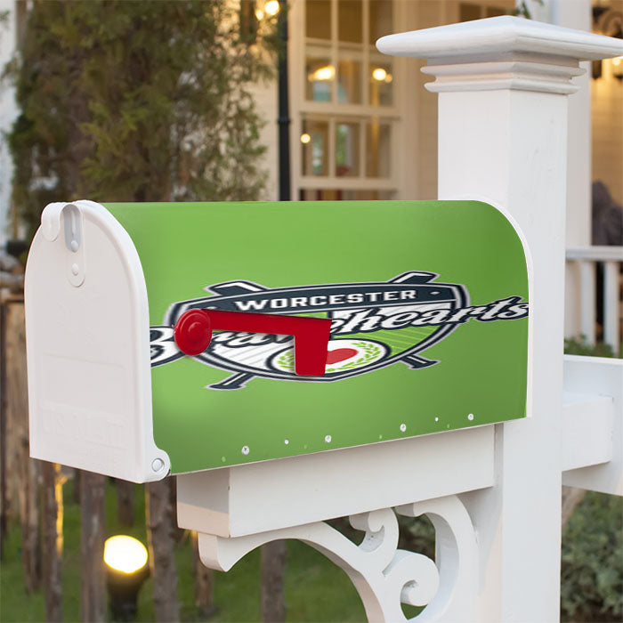 Worcester Bravehearts Baseball Logo Green Magnetic Mailbox Cover 18" X 21" Outdoor Decor