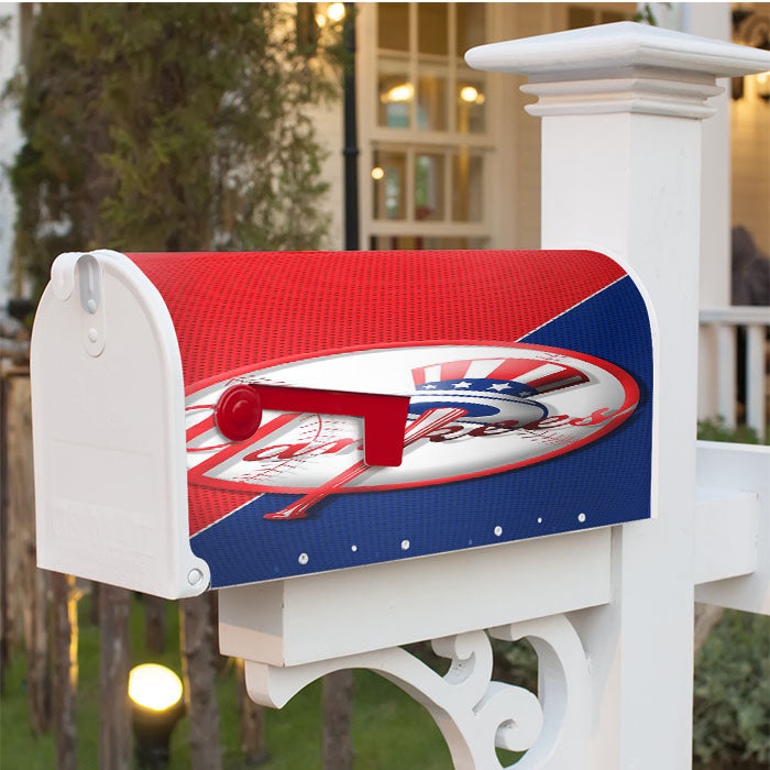 Yankees Newyork Split Blue Red Magnetic Mailbox Cover 18" X 21" Outdoor Decor