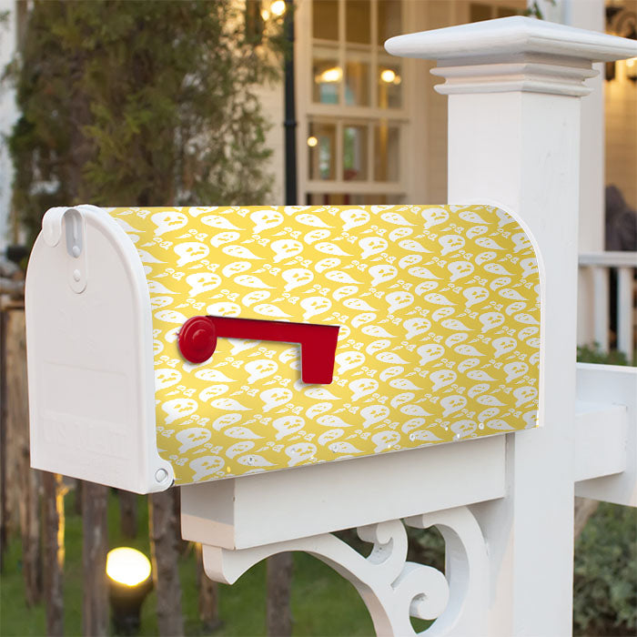 Yellow Ghosts Pattern Halloween Magnetic Mailbox Cover 18" X 21" Outdoor Decor