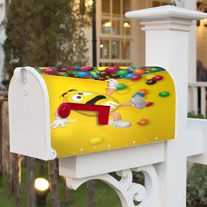 Yellow M&M Magnetic Mailbox Cover 18" X 21" Outdoor Decor