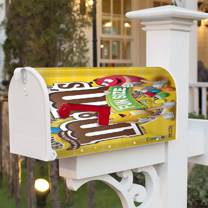 Yellow Peanut M&M Fun Size Magnetic Mailbox Cover 18" X 21" Outdoor Decor