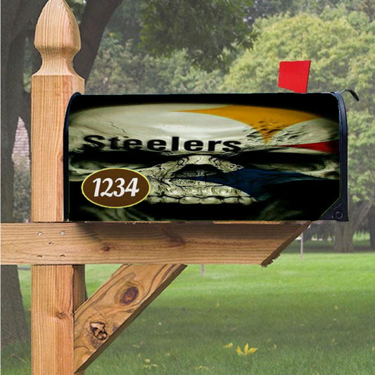3D Skull Pittsburgh Steelers Magnetic Mailbox Cover 18" X 21" Outdoor Decor