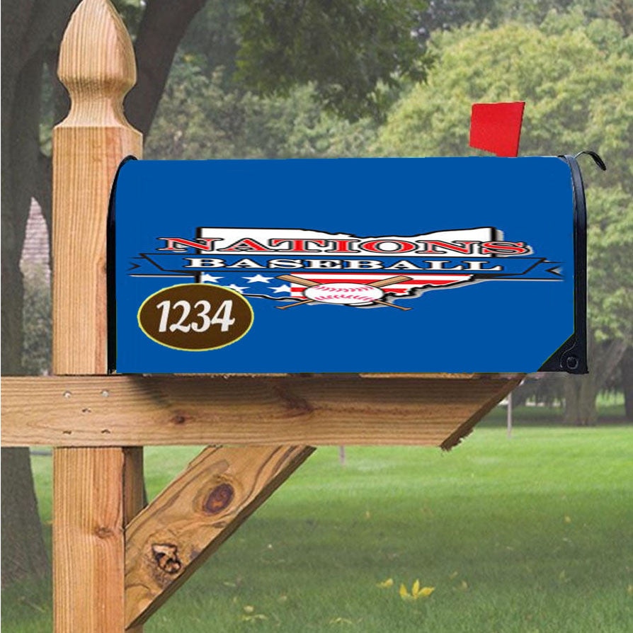 Nations Baseball Logo Blue Magnetic Mailbox Cover 18" X 21" Outdoor Decor