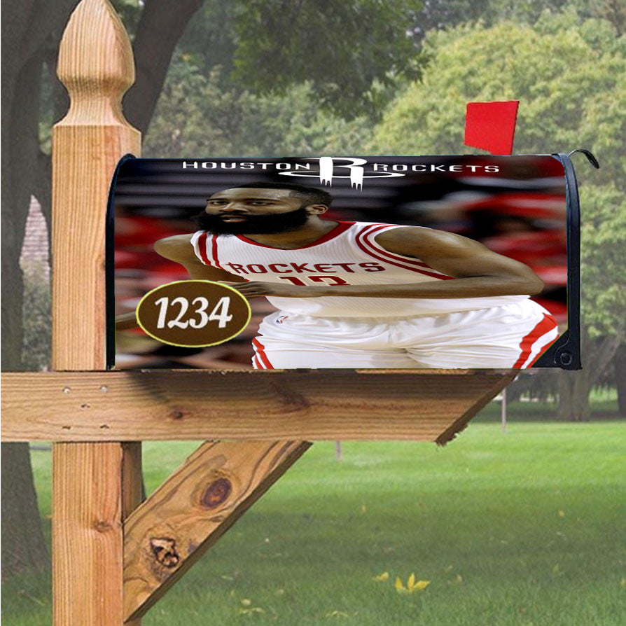 Nba Huston Rockets Magnetic Mailbox Cover 18" X 21" Outdoor Decor