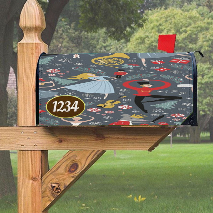 Nutcracker Ballet Pattern - Christmas Magnetic Mailbox Cover 18" X 21" Outdoor Decor