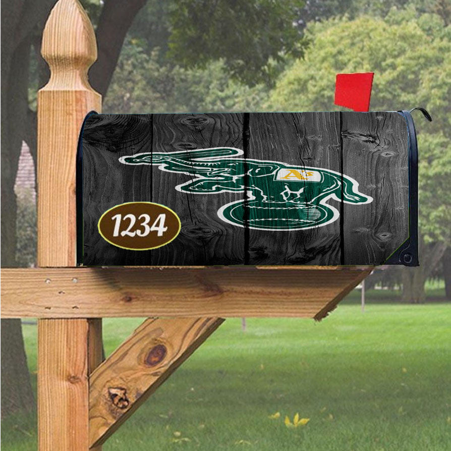 Oakland Athletics Mlb Logo Dark Wood Wallpaper Magnetic Mailbox Cover 18" X 21" Outdoor Decor