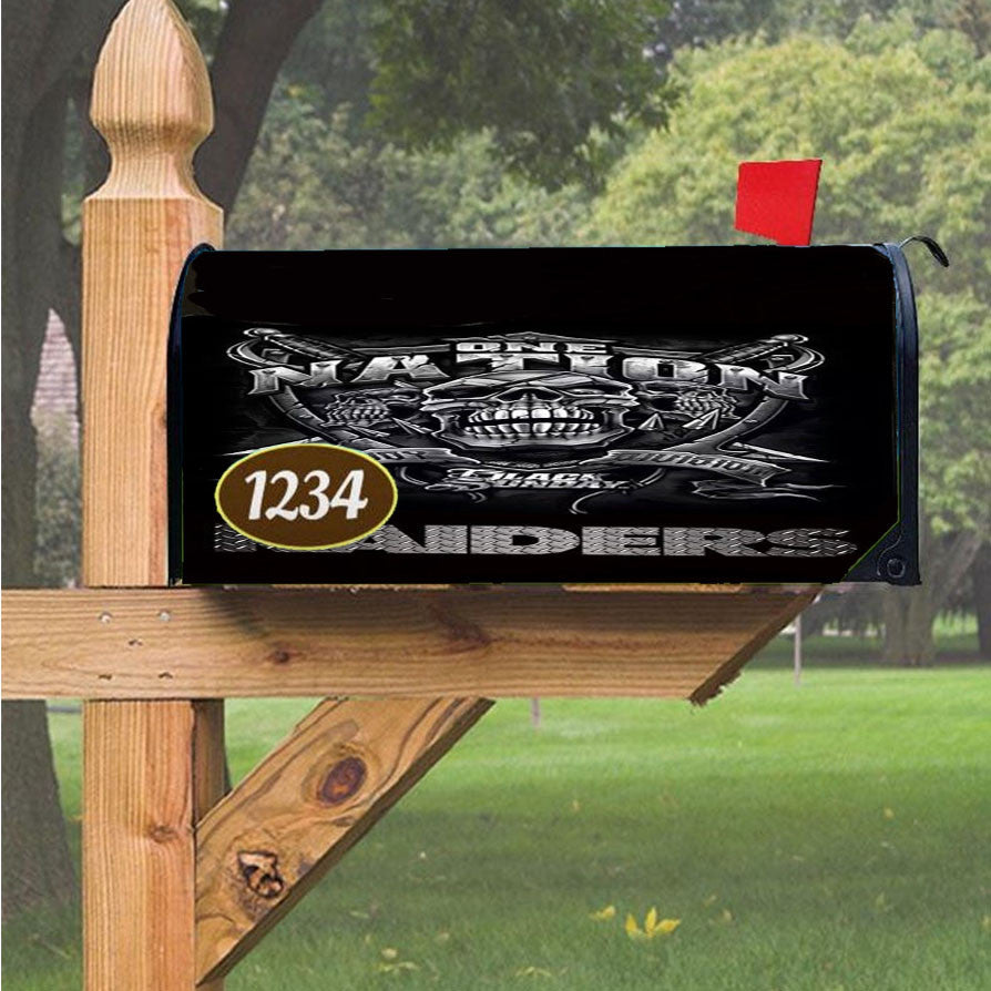 Oakland Raiders Black One Nation Magnetic Mailbox Cover 18" X 21" Outdoor Decor