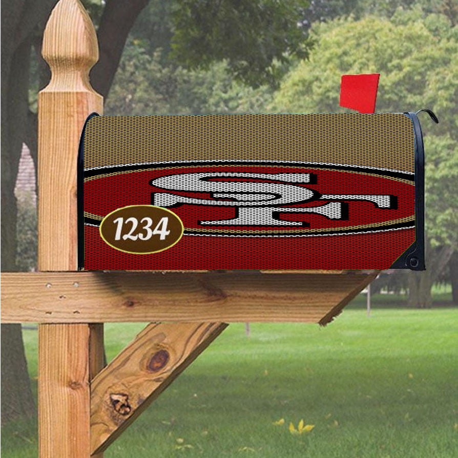 San Francisco 49Ers Carbon Fiber Logo Magnetic Mailbox Cover 18" X 21" Outdoor Decor