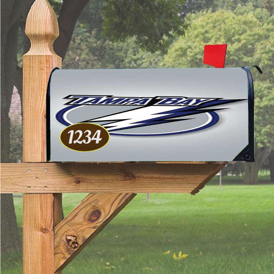 Tampa Bay Lightning Silver Radial Magnetic Mailbox Cover 18" X 21" Outdoor Decor
