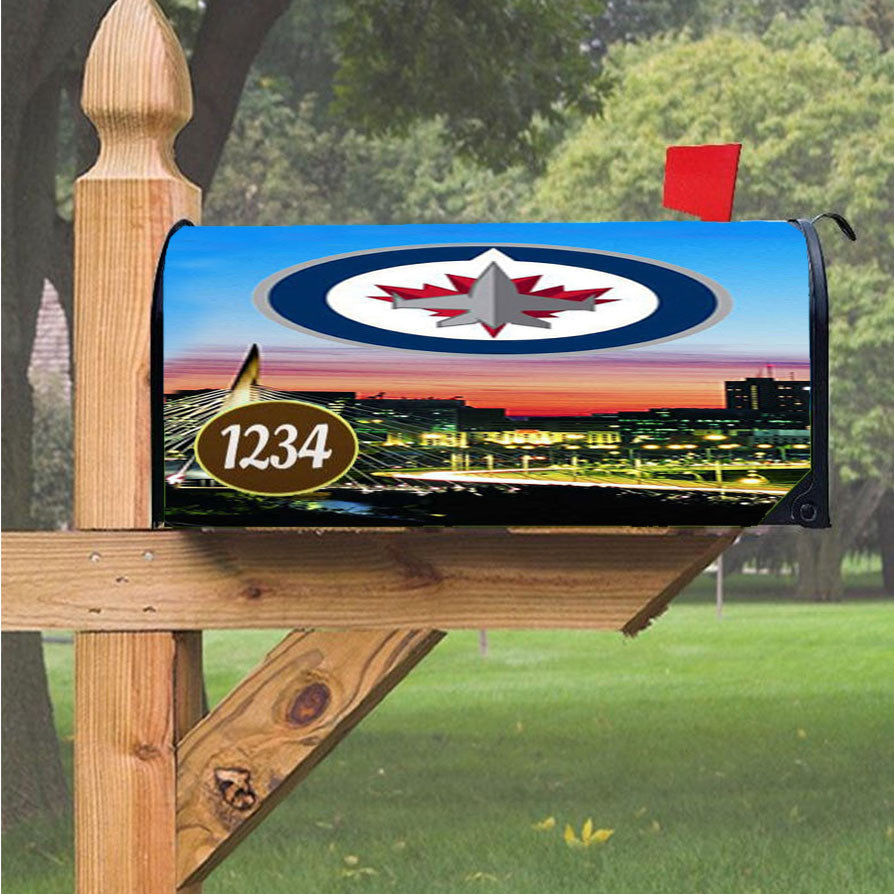 Winnipeg Jets Skyline Magnetic Mailbox Cover 18" X 21" Outdoor Decor