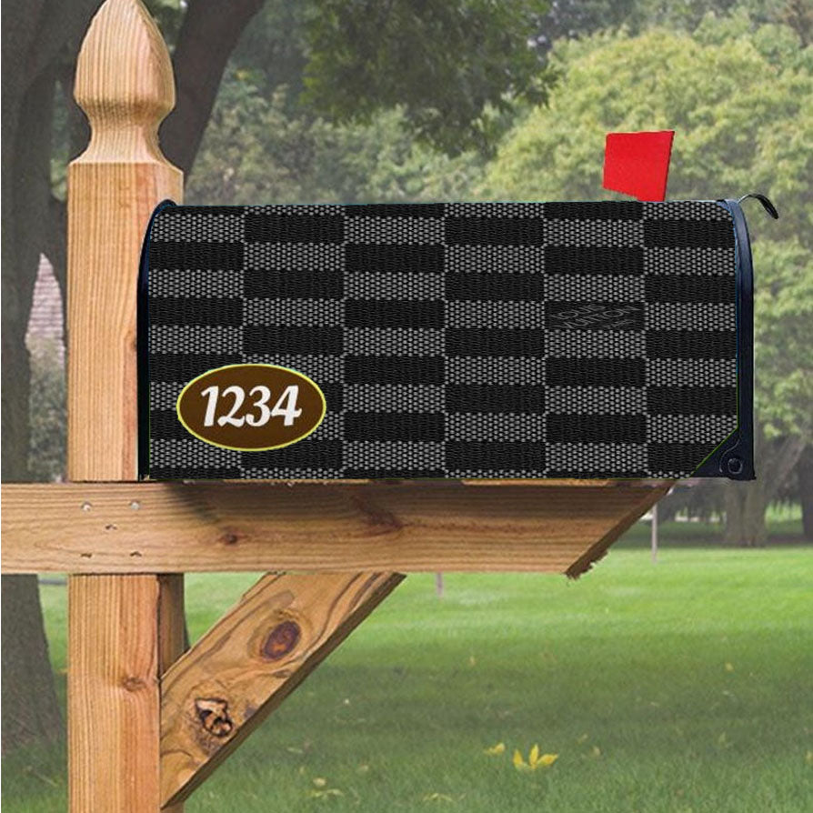 Black Louis Vuitton Damier Texture Magnetic Mailbox Cover 18" x 21" Outdoor Decor