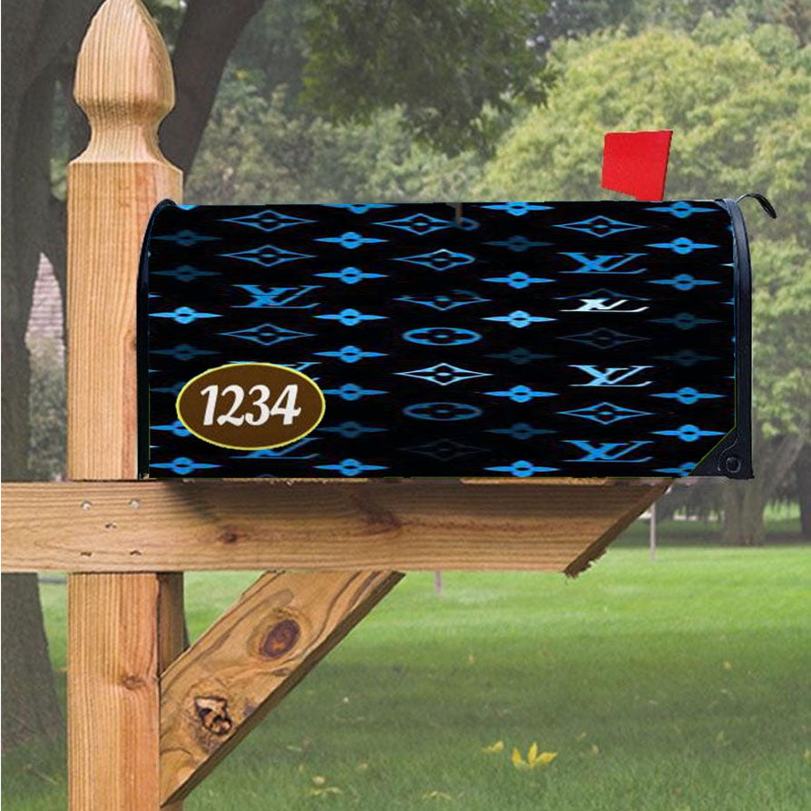 Blue Louis Vuitton Magnetic Mailbox Cover 18" x 21" Outdoor Decor