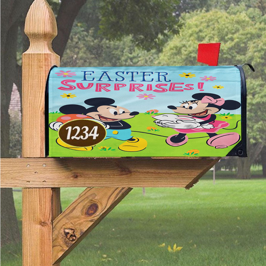 Easter Surprise Mickey And Minnie Magnetic Mailbox Cover 18" x 21" Outdoor Decor