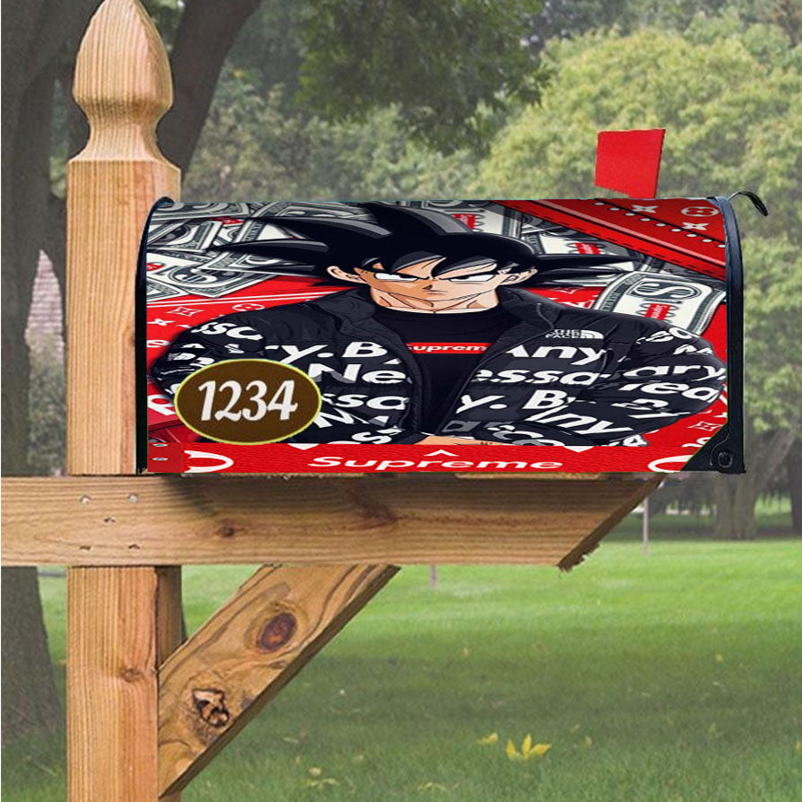 Goku In Supreme Louis Vuitton Mode Magnetic Mailbox Cover 18" x 21" Outdoor Decor