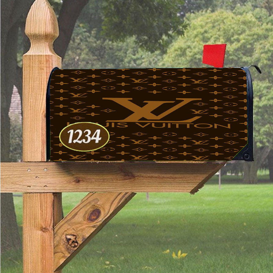 Louis Vuitton Brown Pattern Magnetic Mailbox Cover 18" x 21" Outdoor Decor