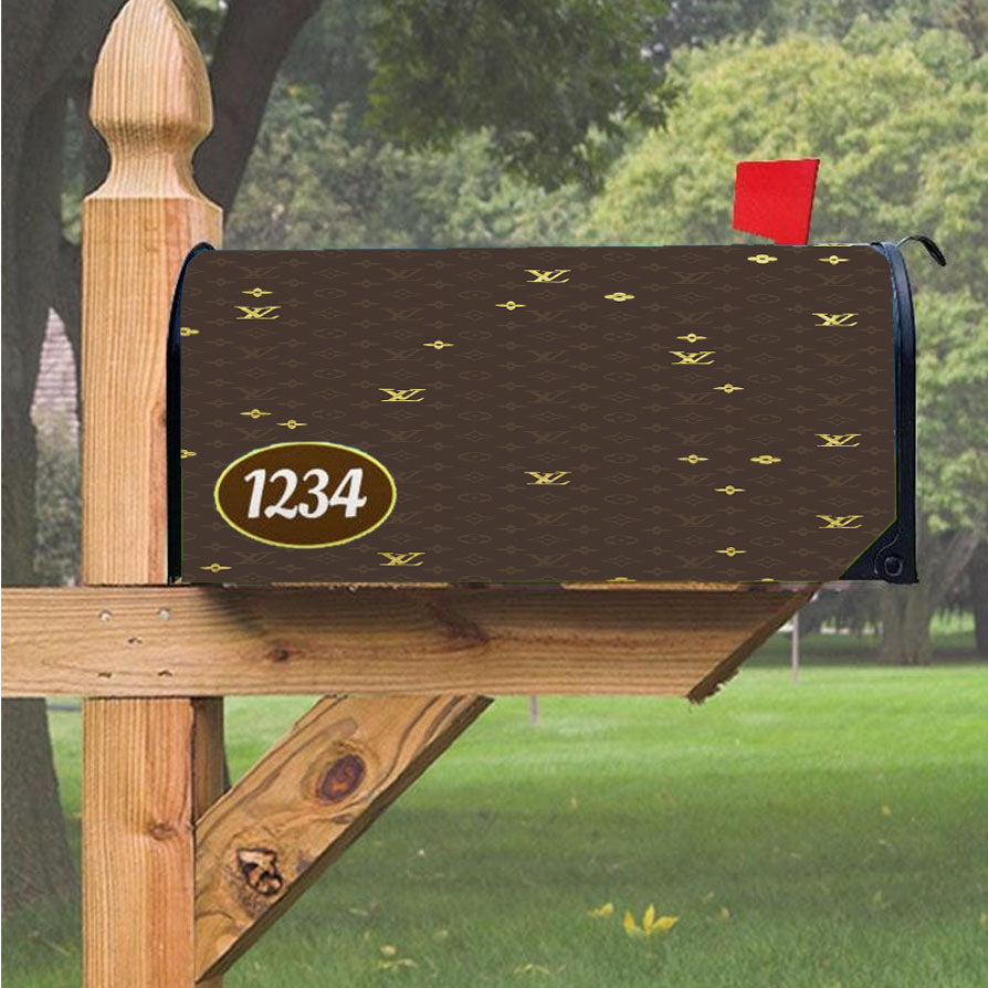 Louis Vuitton Gold Magnetic Mailbox Cover 18" x 21" Outdoor Decor