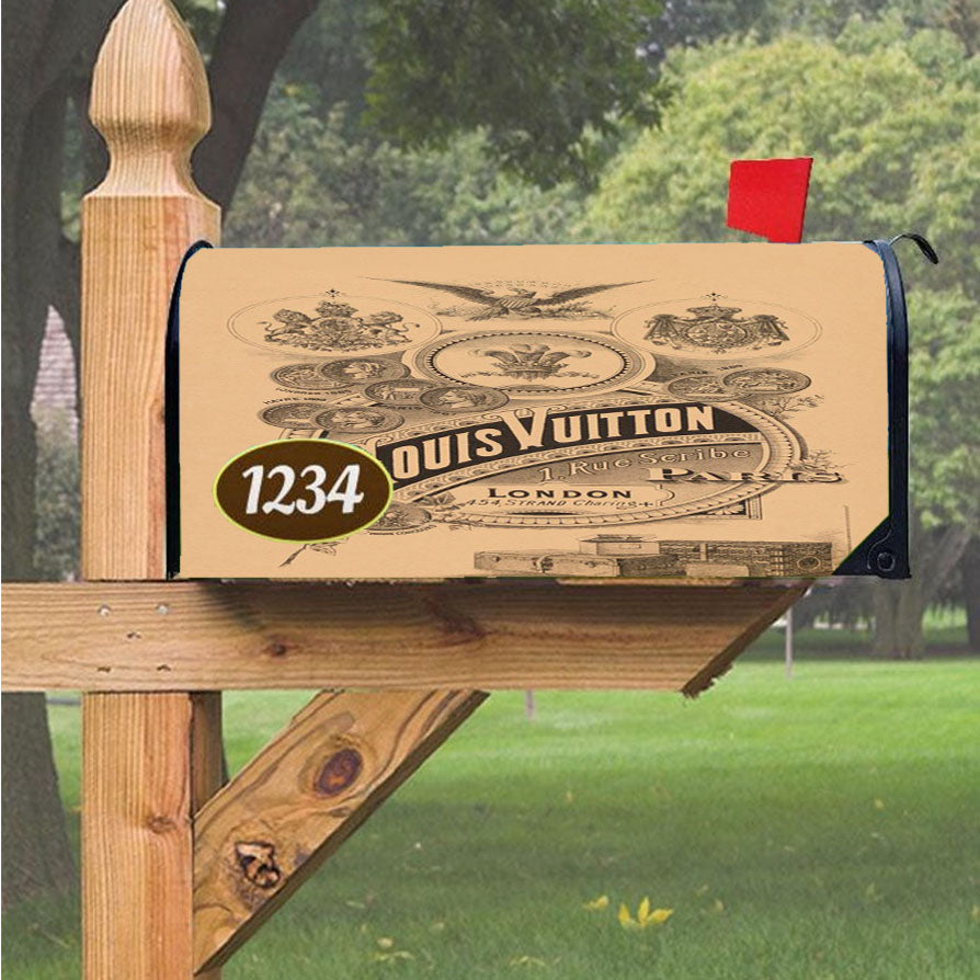 Louis Vuitton London Paris Vintage Retro Magnetic Mailbox Cover 18" x 21" Outdoor Decor