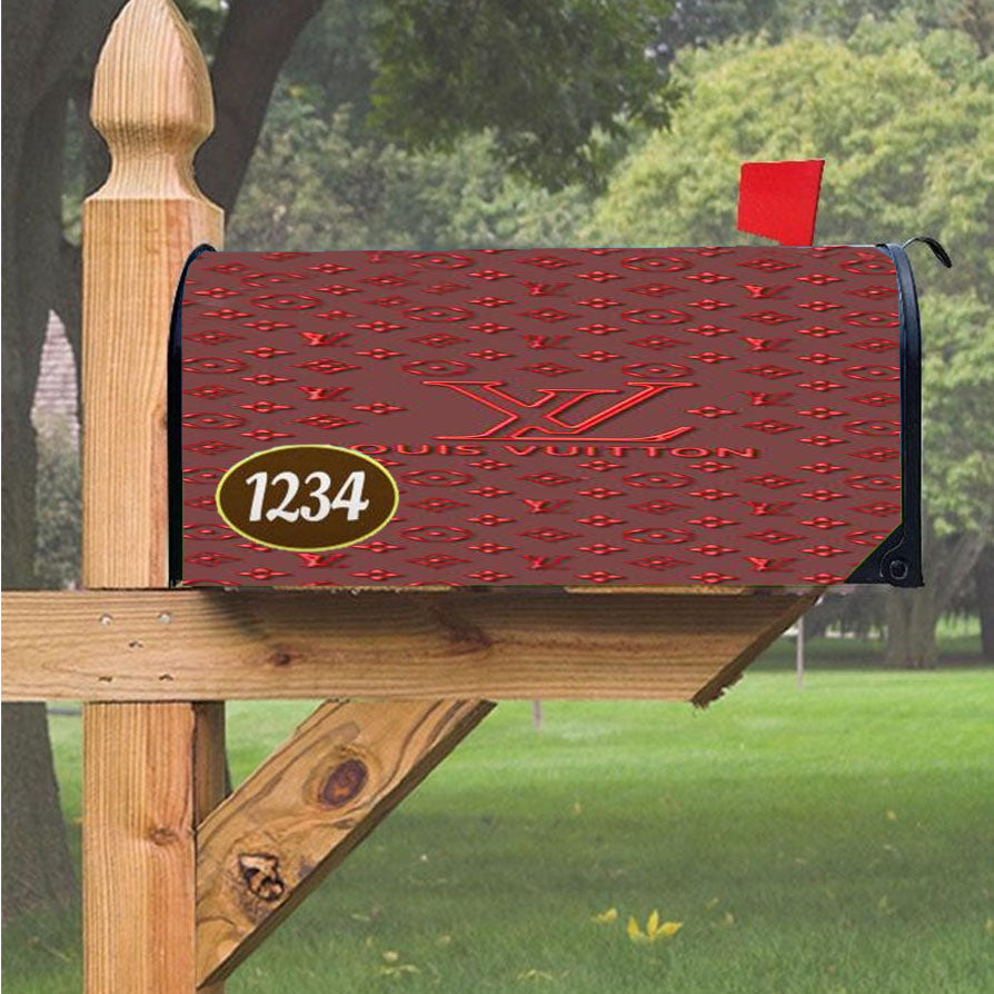 Louis Vuitton Maroon Magnetic Mailbox Cover 18" x 21" Outdoor Decor