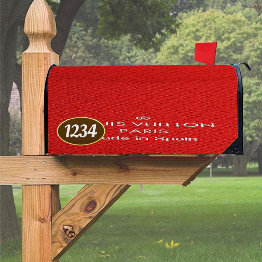 Louis Vuitton Paris Red Leather Magnetic Mailbox Cover 18" x 21" Outdoor Decor