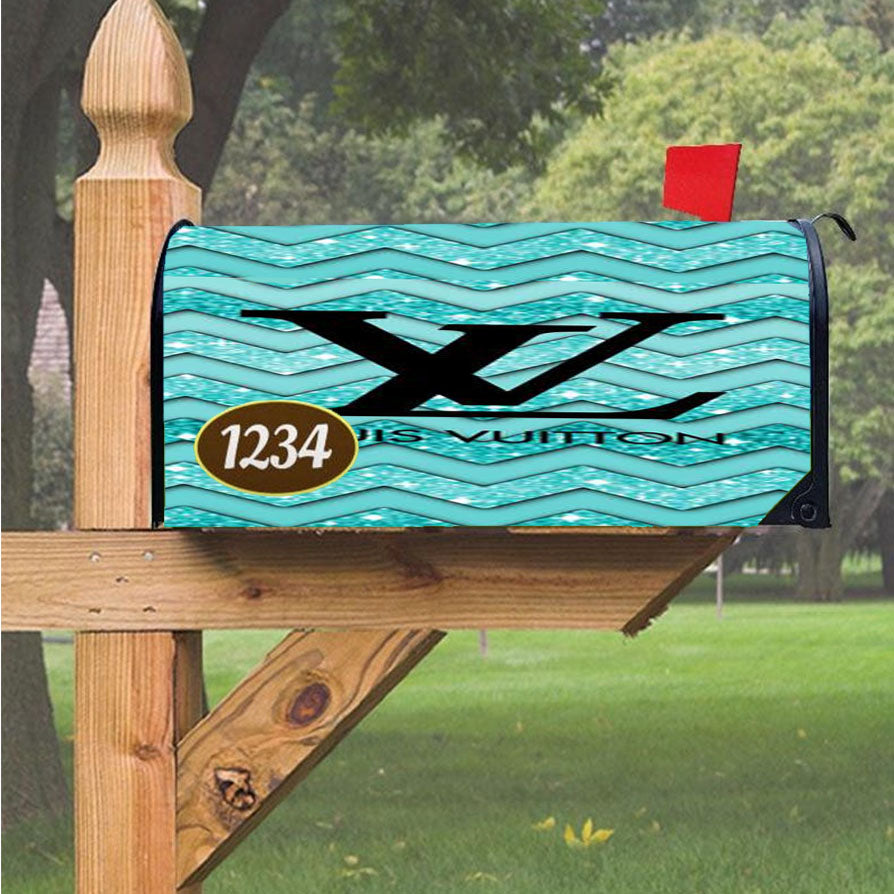 Louis Vuitton Sky Blue Chevron Magnetic Mailbox Cover 18" x 21" Outdoor Decor