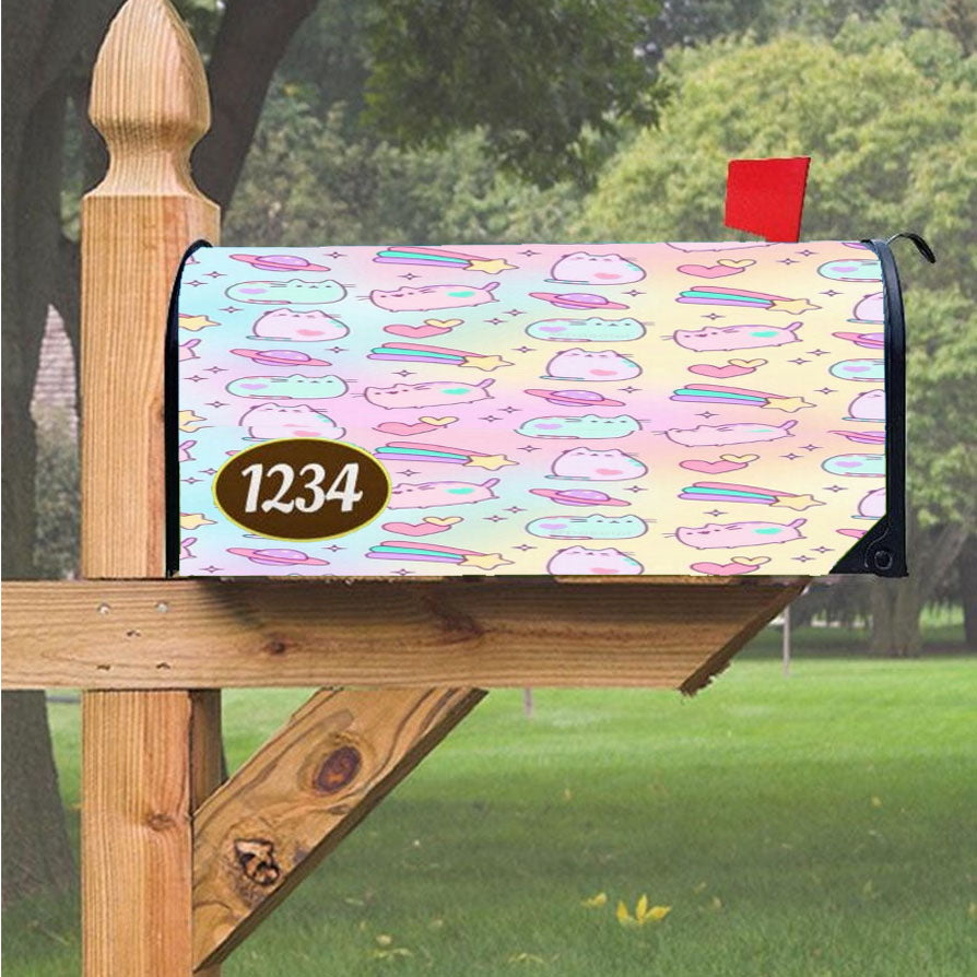 Pusheen Rainbow Pattern Magnetic Mailbox Cover 18" x 21" Outdoor Decor