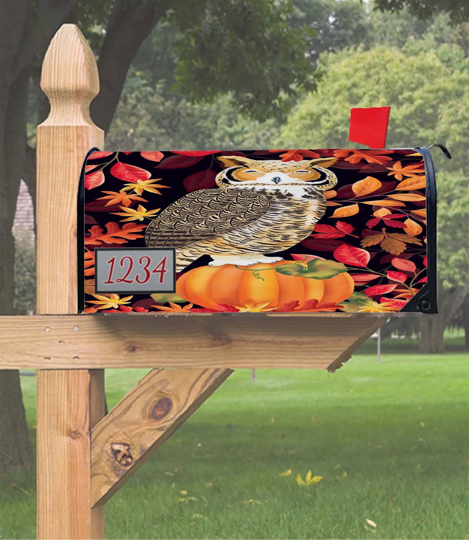 Harvest Owl Fall Mailbox Cover