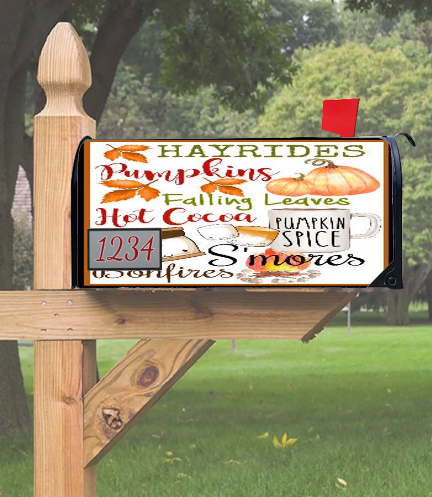 Hayrides, Pumpkins, Falling Leaves Mailbox Cover
