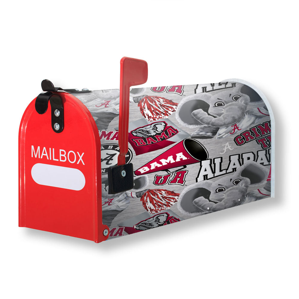 Alabama Crimson Tide Pattern Elephant Magnetic Mailbox Cover - 18.0" x 21.0"