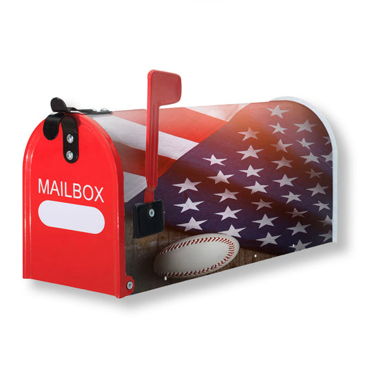 Baseball Ball And Flag Magnetic Mailbox Cover 18" x 21" Outdoor Decor