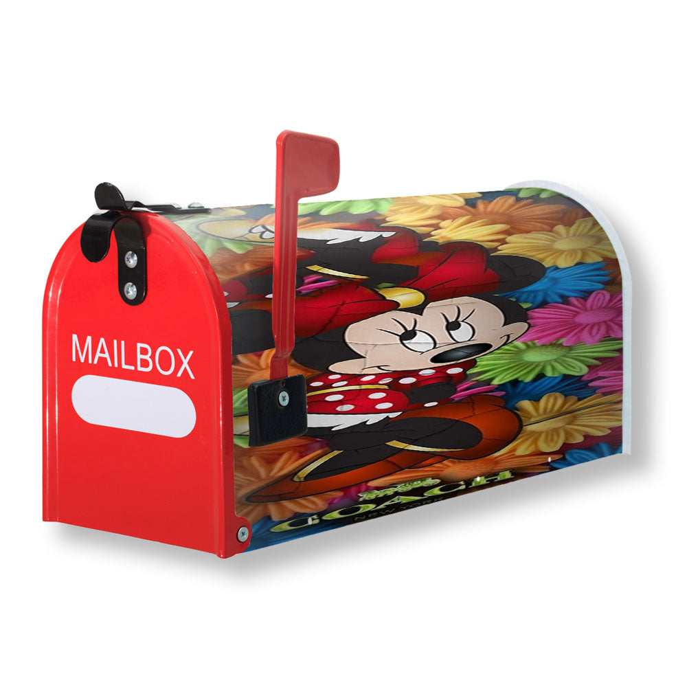 Colorfull Coach Minnie Mouse Flowers Magnetic Mailbox Cover - 18.0" x 21.0"