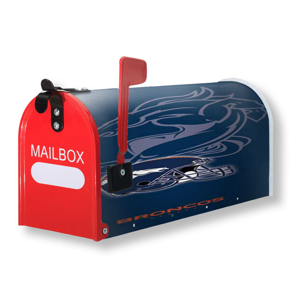 Denver Broncos Helmet On Blue Magnetic Mailbox Cover - 18.0" x 21.0"