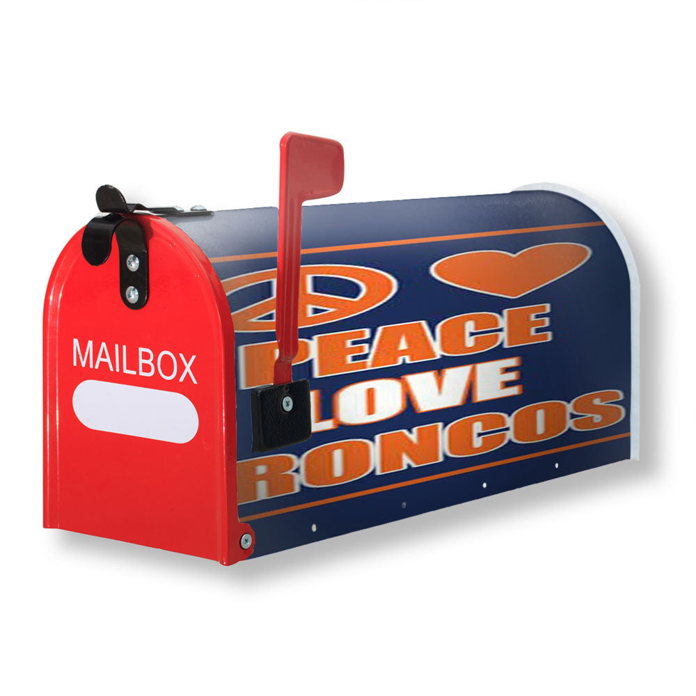 Denver Broncos Peace Love Magnetic Mailbox Cover - 18.0" x 21.0"
