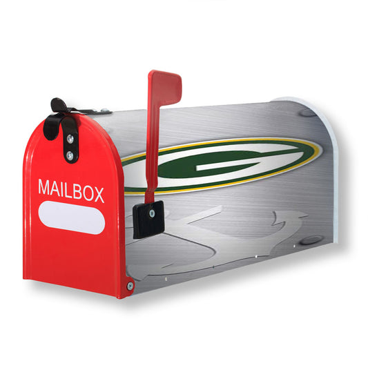 Green Bay Packers Brushed Chrome Magnetic Mailbox Cover 18" x 21" Outdoor Decor