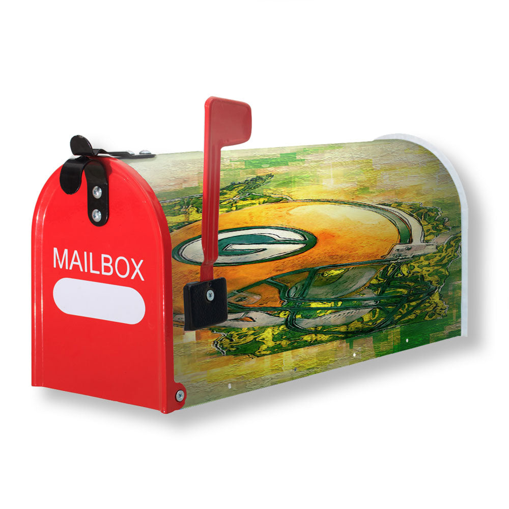 Green Bay Packers Helmet Abstract Art Magnetic Mailbox Cover - 18.0" x 21.0"