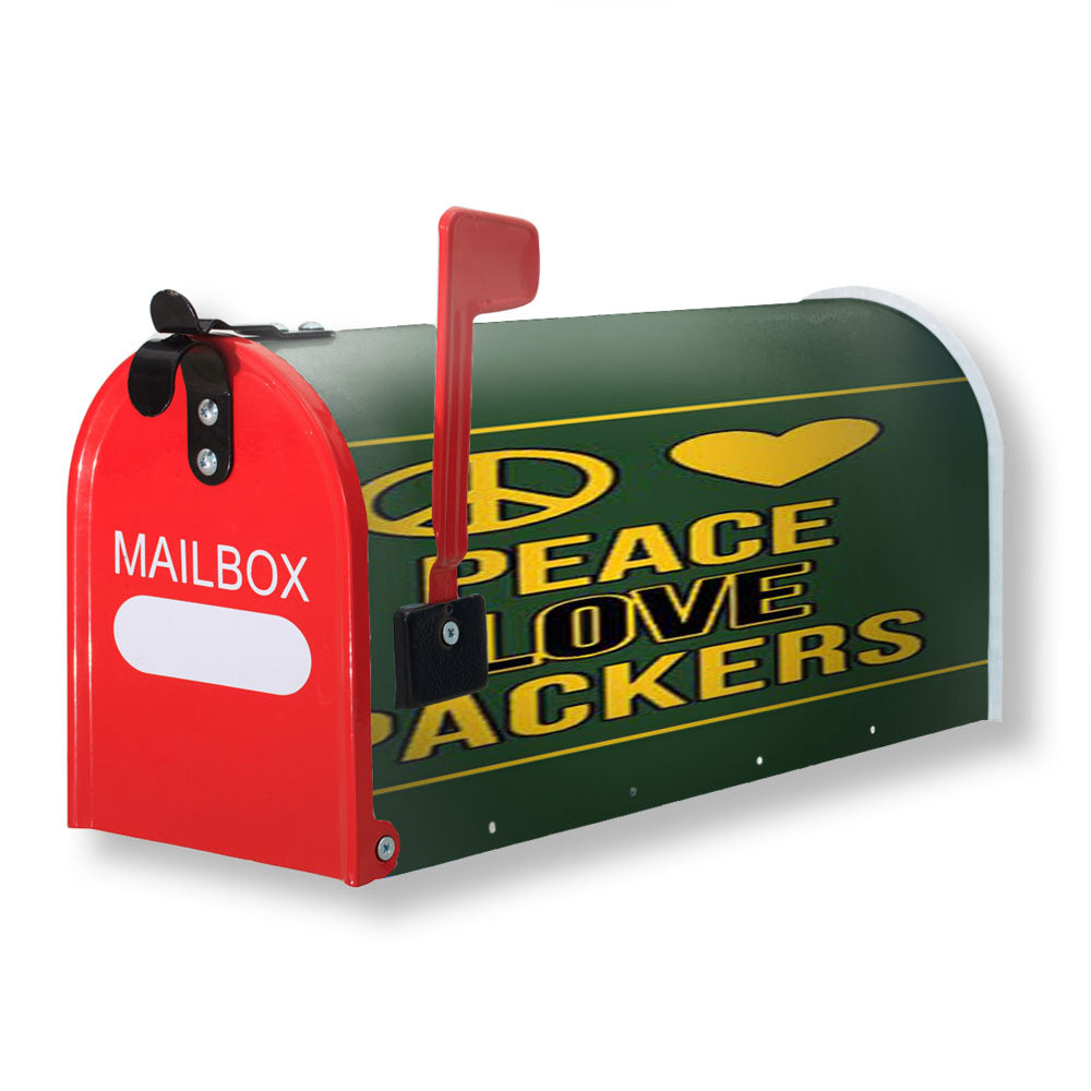 Green Bay Packers Peace Love Magnetic Mailbox Cover - 18.0" x 21.0"