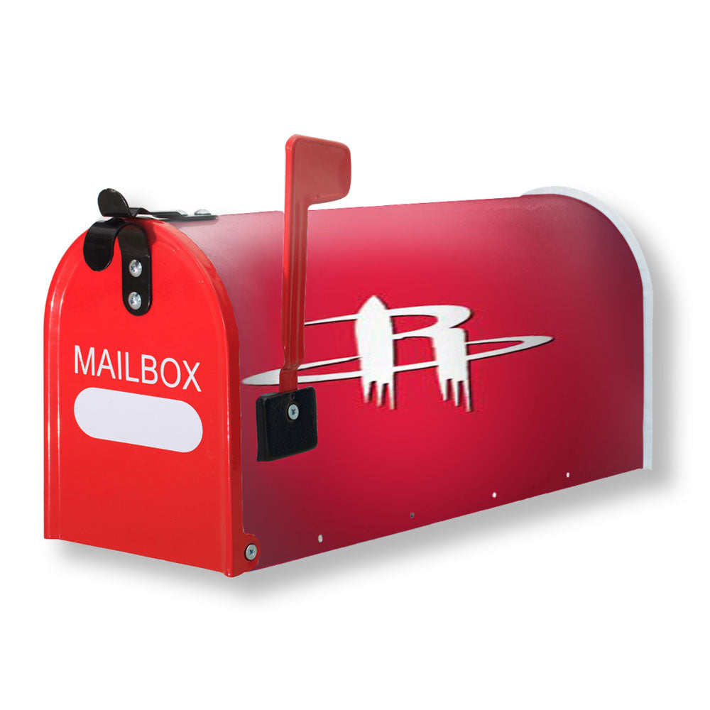 Houston Rockets Logo Over Red Magnetic Mailbox Cover - 18.0" x 21.0"