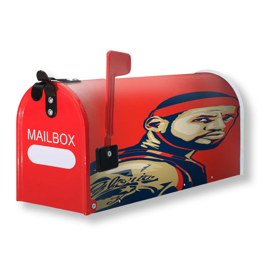 Lebron James Illustration Red Magnetic Mailbox Cover 18" x 21" Outdoor Decor