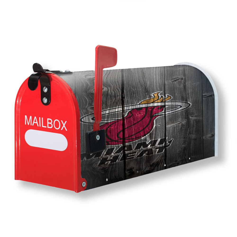 Miami Heat Nba Logo Dark Wood Wallpaper Magnetic Mailbox Cover - 18.0" x 21.0"