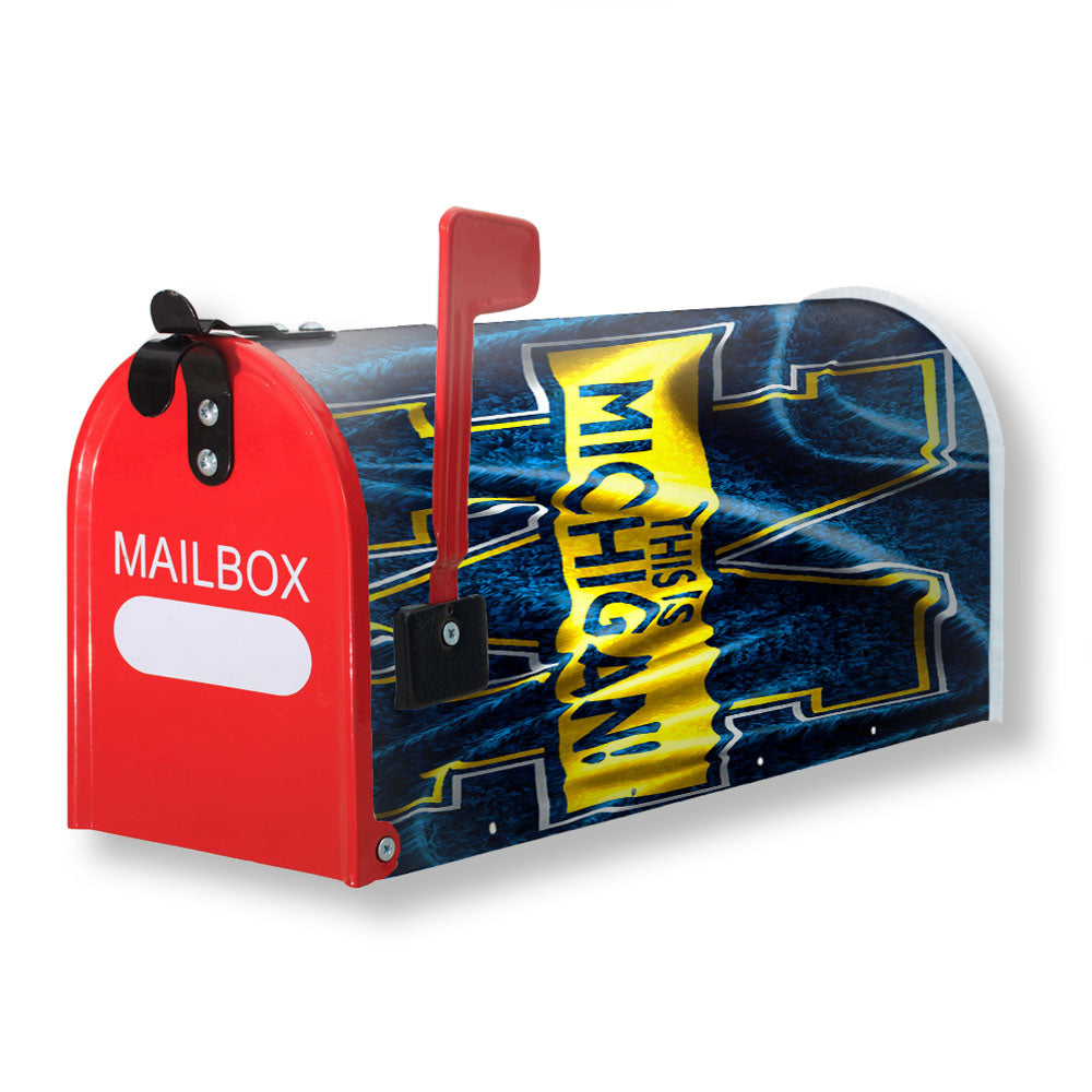 Michigan Flag Art Blue Magnetic Mailbox Cover - 18.0" x 21.0"