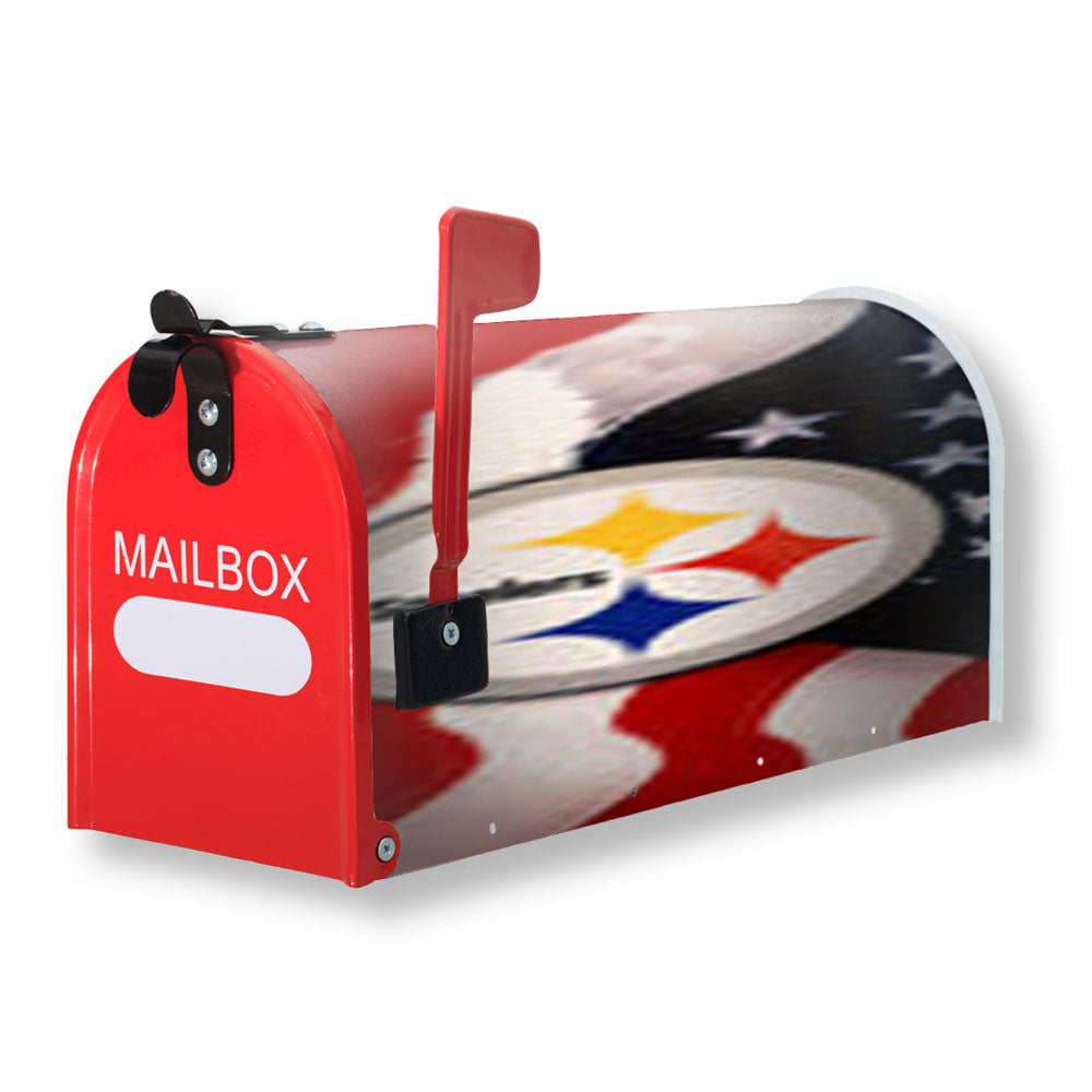 Pittsburgh Steelers Usa Flag Magnetic Mailbox Cover - 18.0" x 21.0"