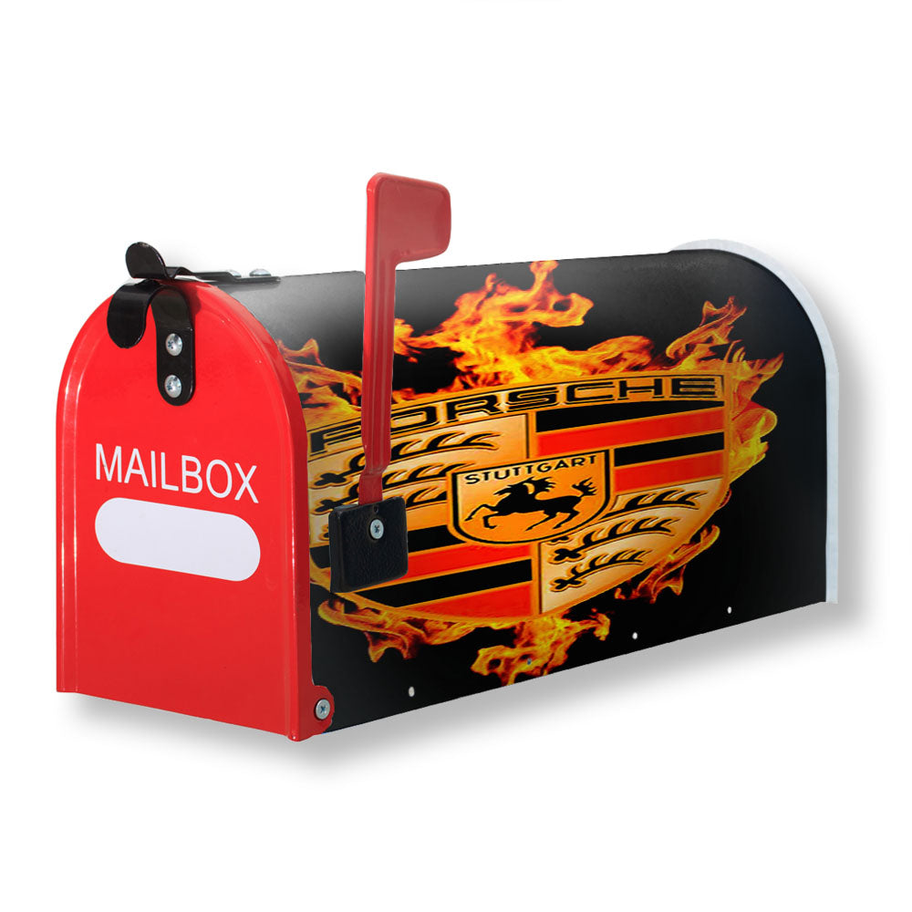 Porsche Logo Decals Fire Magnetic Mailbox Cover - 18.0" x 21.0"