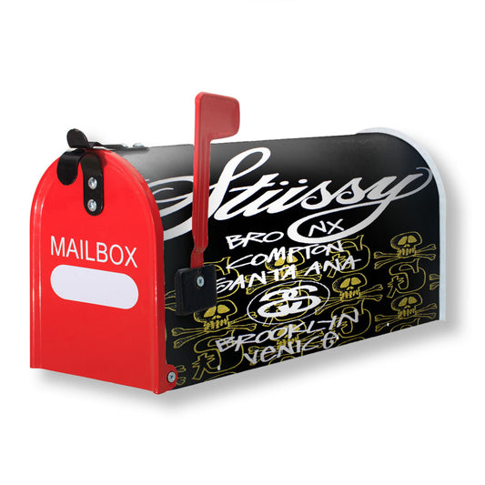 Stussy Skulls Pattern Magnetic Mailbox Cover 18" x 21" Outdoor Decor