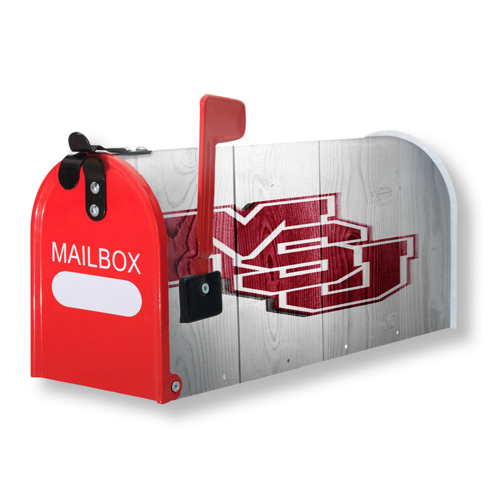 Mississippi State Cowbells University Logo White Wood Wallpaper Magnetic Mailbox Cover - 18.0" x 21.0"