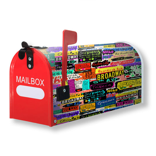 New York Words Design Magnetic Mailbox Cover 18" x 21" Outdoor Decor