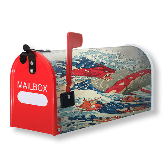 The Great Wave Off Kanto Red Magnetic Mailbox Cover 18" x 21" Outdoor Decor