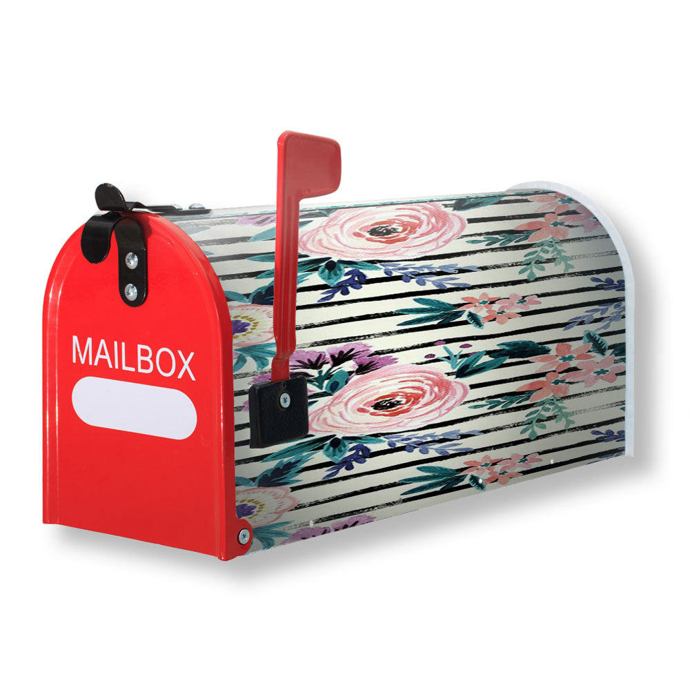 Victoria Floral Stripe Magnetic Mailbox Cover - 18.0" x 21.0"