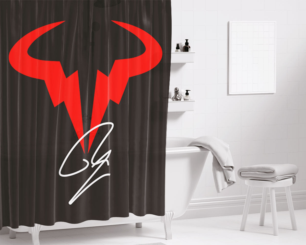 Rafael Nadal Tennis Bathroom Shower Curtain Fabric Waterproof | 66 X 72 Inch