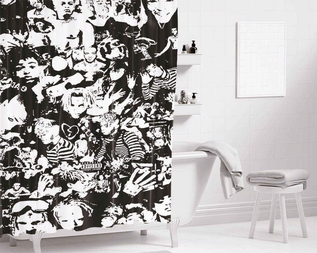 Rapper Parental Advi Bathroom Shower Curtain Fabric Waterproof | 66 X 72 Inch