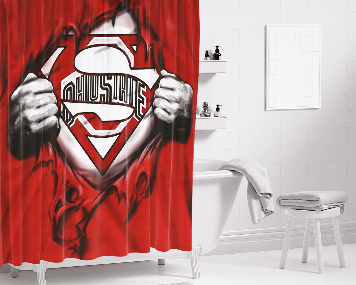 Red Mma Bathroom Shower Curtain Fabric Waterproof | 66 X 72 Inch